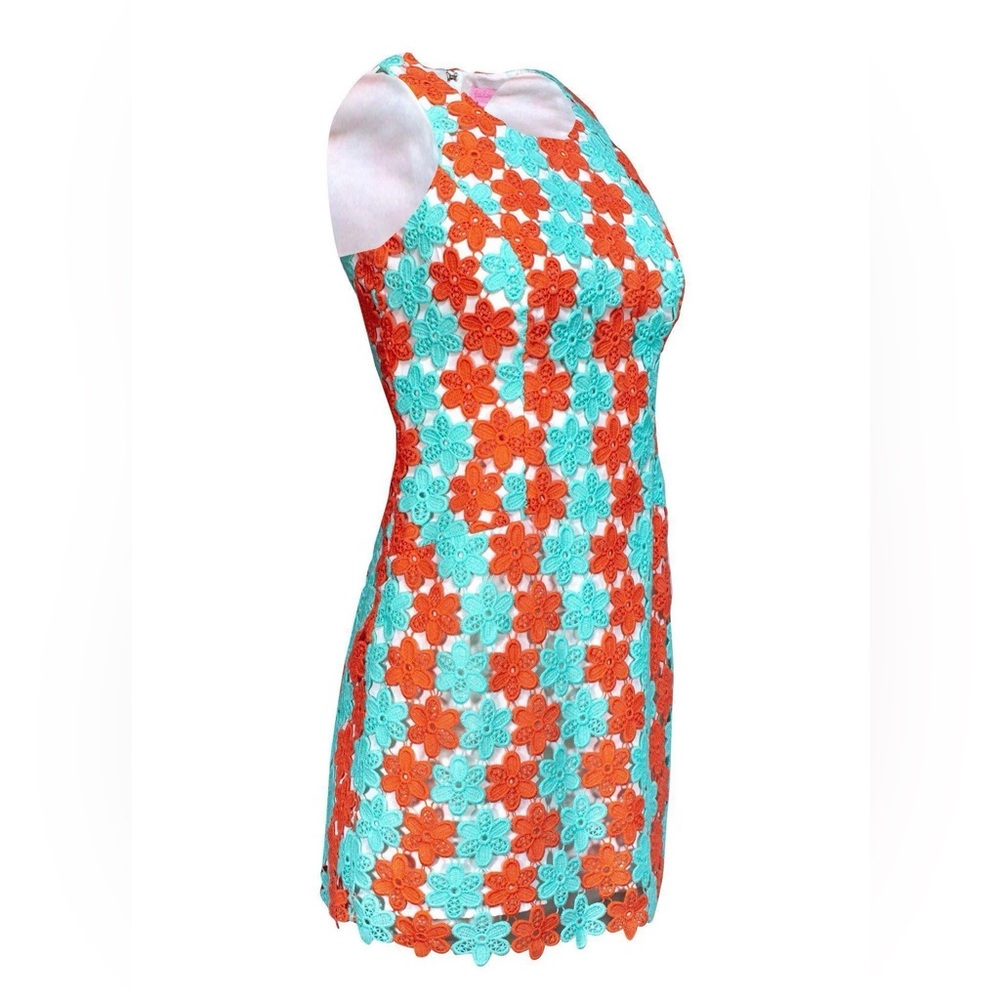 Lilly Pulitzer - Mint Green & Coral Orange Flower Overlay Dress
